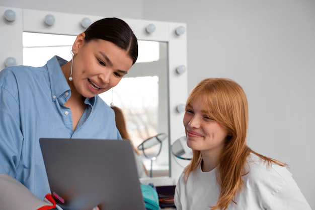 teenage girl attending online therapy session