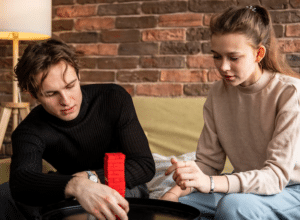 teens discussing mental health treatment options while sitting on a couch