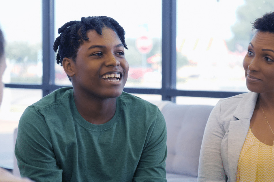 Boy receiving therapy for types of depression