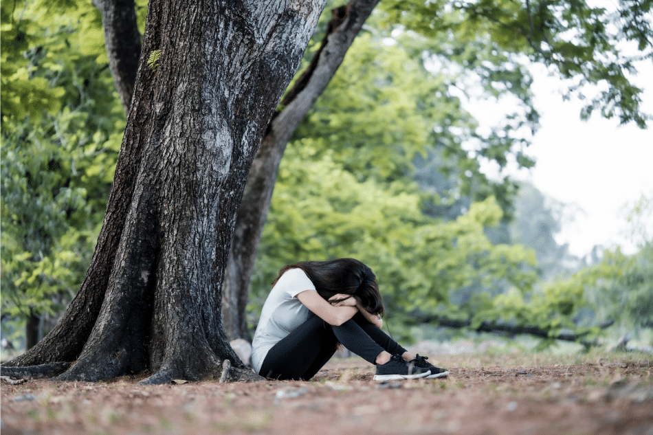 Girl struggling with types of depression