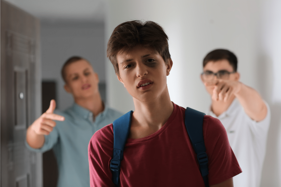 Boy who has suffered from physical abuse from peers