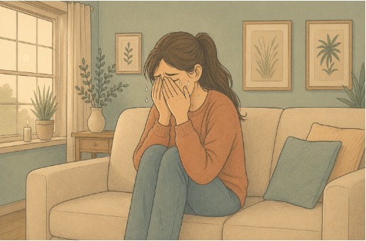 Girl crying as she experiences strong emotional reactions 
