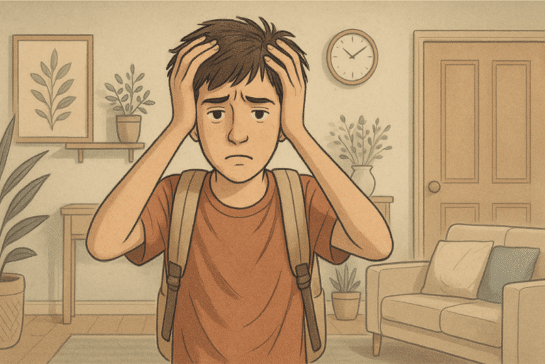 Illustration of a teenager looking stressed
