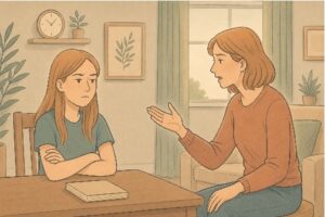 Teen girl appearing distracted and inattentive during a conversation, illustrating a common ADHD symptom in adolescent girls