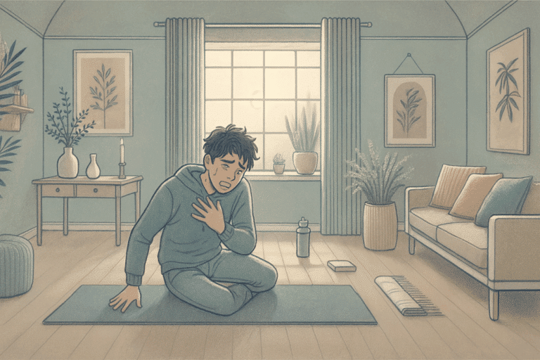 A teen having a seizure in a living room