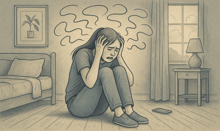 Illustration of a teen having a mental breakdown