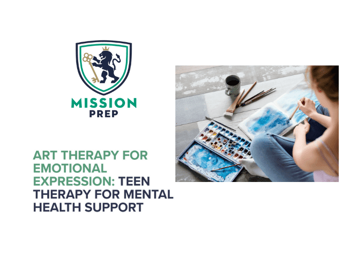 mission prep logo with "art therapy for emotional expression" title