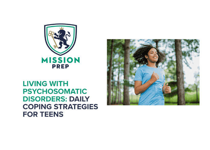 Teenager living with a psychosomatic disorder jogging in a woodland