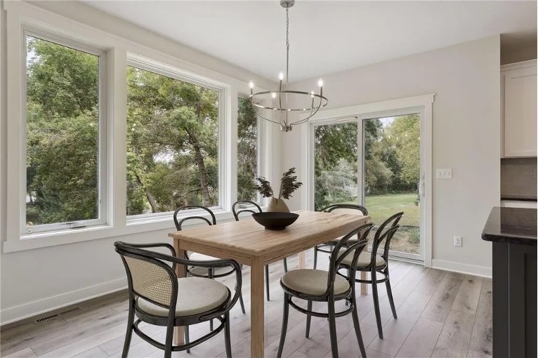 Mission Prep modern dining room with natural light.