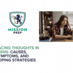 Mission Prep logo and racing thoughts in teens image