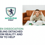 Mission Prep logo and teen dissociation image