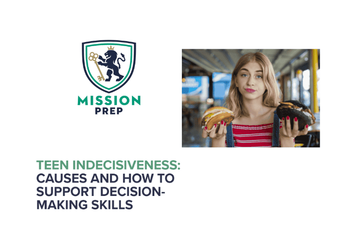 Mission Prep logo and teen indecisiveness image