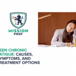 Mission Prep logo with teen chronic fatigue image