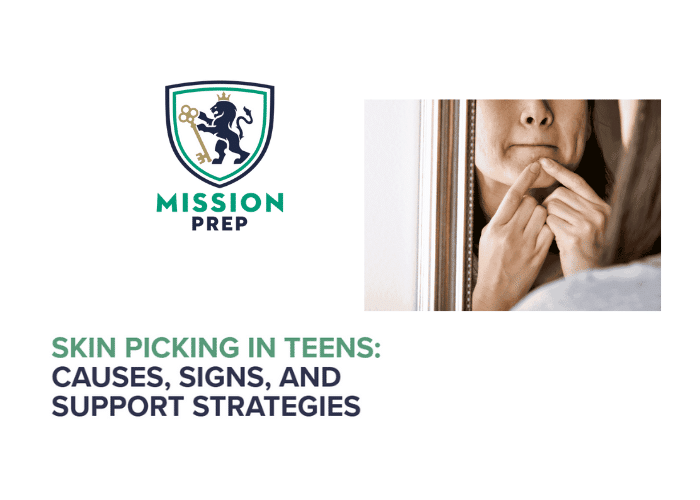 Mission Prep logo and skin picking in teens image