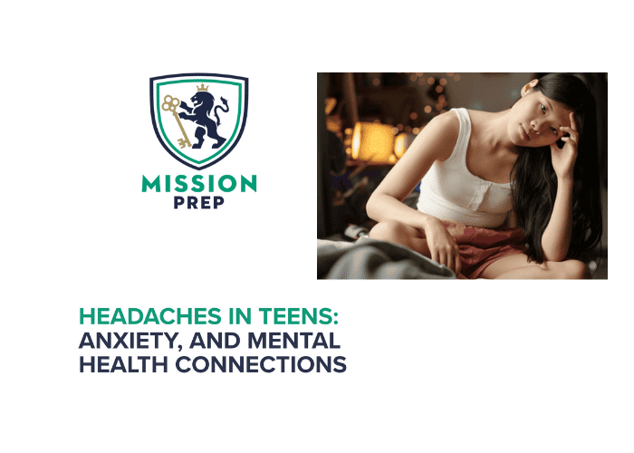 Mission Prep logo with headaches in teens image