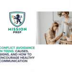 Mission Prep logo and conflict avoidance in teens image