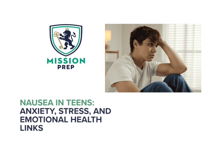 Mission Prep logo and nausea in teens image