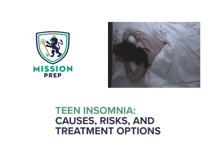 Mission Prep logo and teen insomnia image