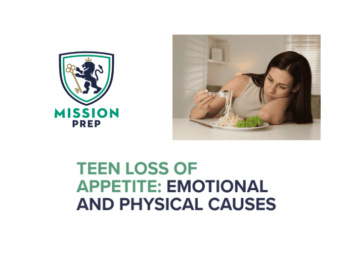 Mission Prep logo and teen loss of appetite image
