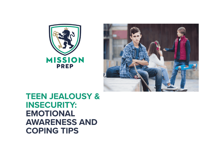 Mission Prep logo and teen jealousy & insecurity image