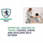 Mission Prep logo and approval-seeking in teens image