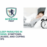 Mission Prep logo and sleep paralysis in teens image