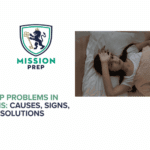 Mission Prep logo and sleep problems in teens image