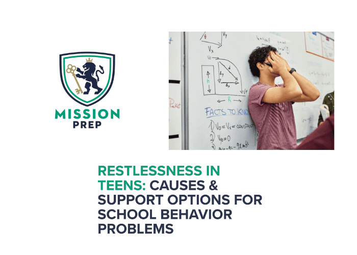 Mission Prep logo and restlessness in teens image