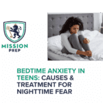 Mission Prep logo and bedtime anxiety in teens image