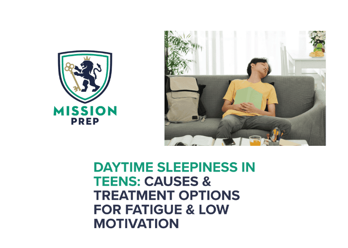 Mission Prep logo and daytime sleepiness in teens image