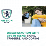 Mission Prep logo and dissatisfaction with life in teens image