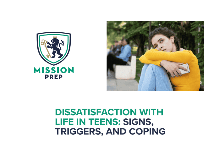 Mission Prep logo and dissatisfaction with life in teens image
