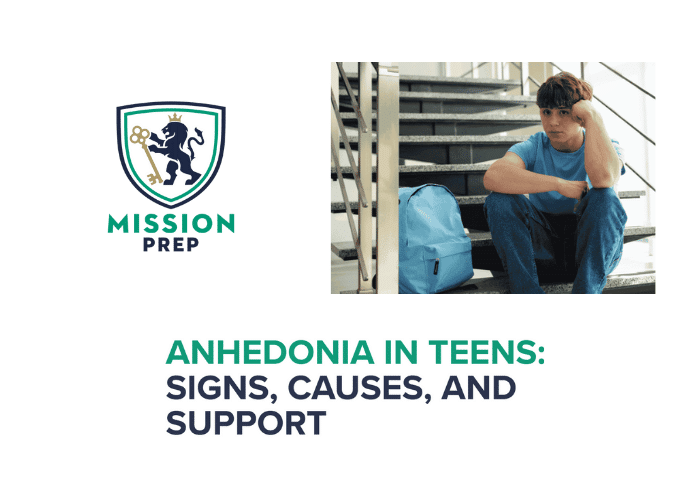 Mission Prep logo and anhedonia in teens image