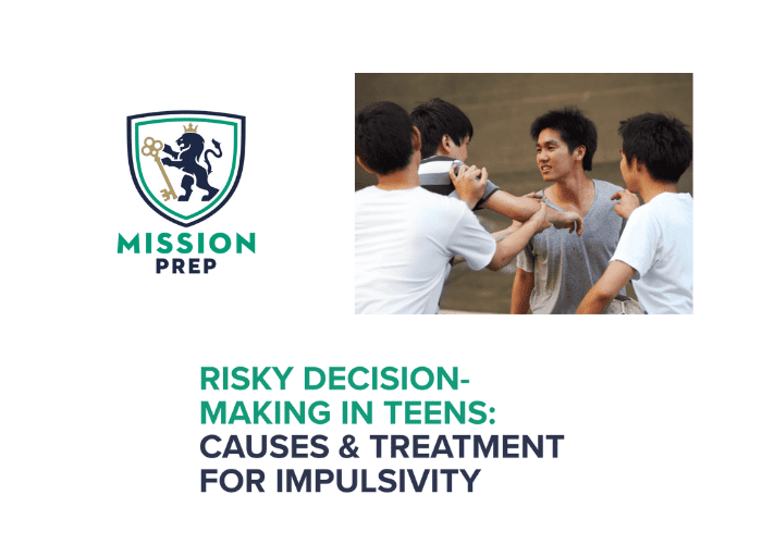 Mission Prep logo and risky-decision making in teens image