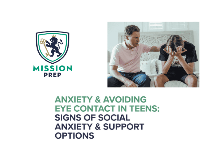 Mission Prep logo and avoiding eye contact in teens image