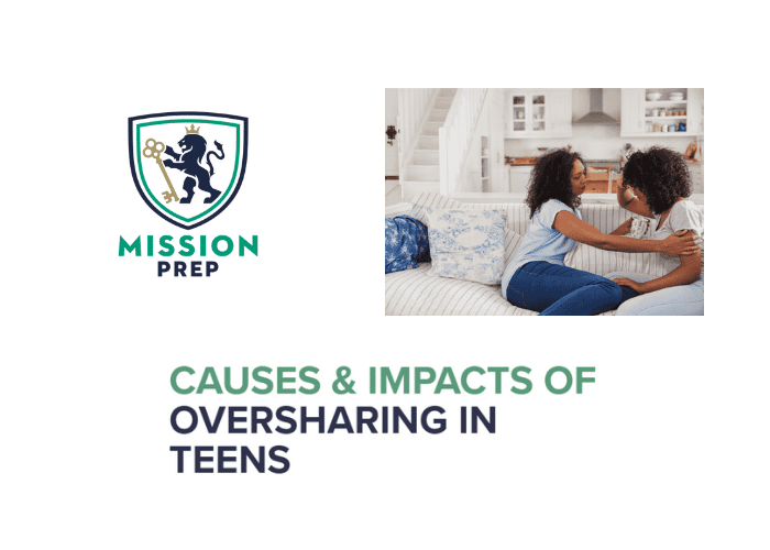 Mission Prep logo and oversharing in teens image