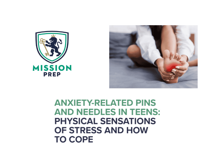 Mission Prep logo and anxiety-related pins and needles in teens images