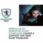 Mission Prep logo and irregular or disrupted sleep schedules image
