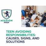 Mission Prep logo and teen avoiding responsibilities image