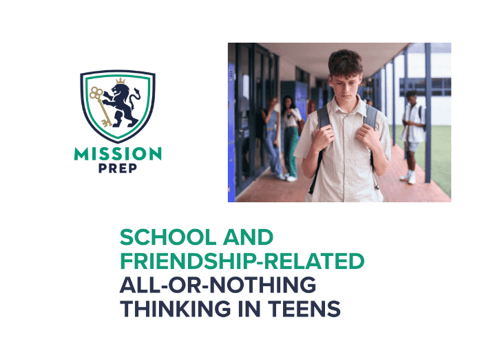 Mission Prep logo and all-or-nothing thinking in teens image