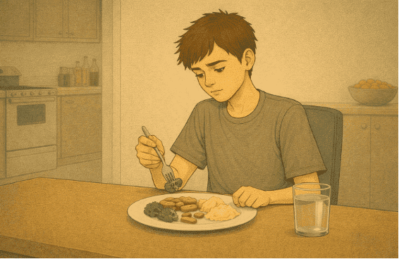 Teen eating alone to avoid social situations around meals, a behavioral indicator of ARFID