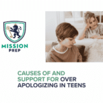 Mission Prep logo with over apologizing in teens image
