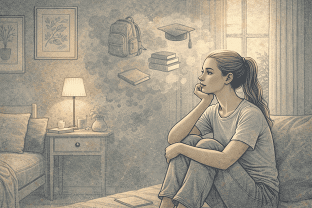 Teenager reflecting thoughtfully, representing the important identity development work of adolescence and the self-discovery that anxiety can interrupt.