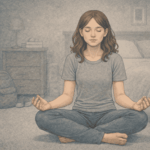 Teen practicing mindfulness meditation techniques to manage anxiety symptoms.