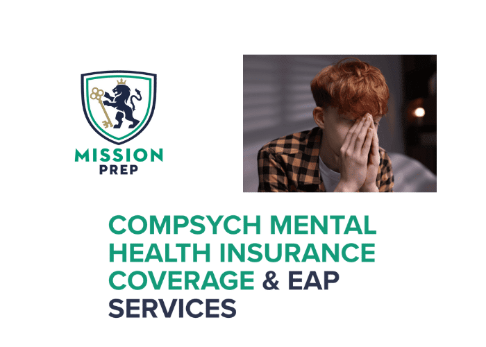 Mission Prep logo and ComPsych Mental Health Insurance image