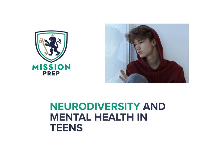 Mission Prep logo and neurodiversity and mental health in teens image