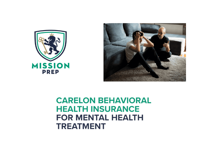 Mission Prep logo and Carelon behavioral health insurance image
