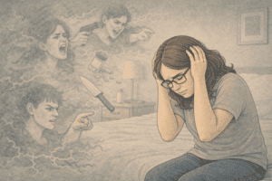 Teen girl experiencing unwanted intrusive thoughts that cause distress and anxiety.