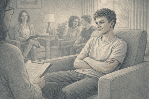 Adolescent in a counseling setting, preparing for evidence-based ODD treatment.