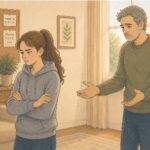 Teenage daughter feeling upset and emotionally distant from her father, reflecting signs of an enmeshed father-daughter relationship